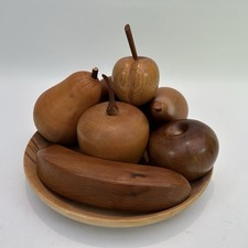 Vintage Hand Turned Wooden Bowl and 7 pieces of Fruit Artisans Lake Wales