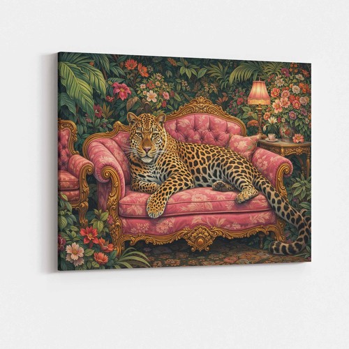 Vintage leopard sofa canvas - vintage,