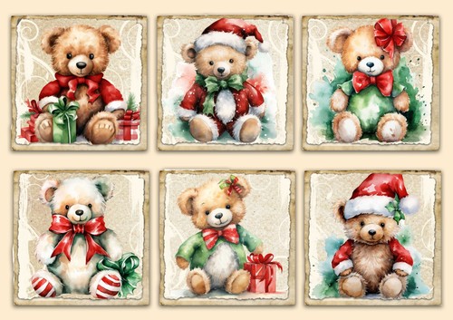 Christmas teddy card toppers - card,