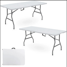 5Ft Foldable Banquet Camping Table White Pack of 2 Outdoor Picnic Event UK