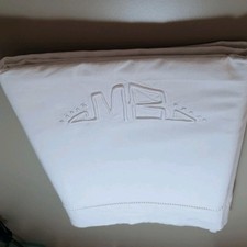 Vintage Linen Monogrammed French Sheet. 