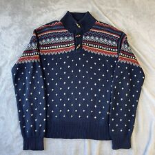 Ralph Lauren Vintage Men’s Fair Isle Cotton Linen Cashmere Jumper Blue Size L