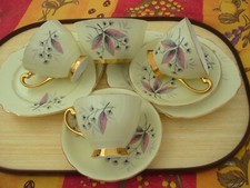Windsor vintage part tea set bone china flowers yellow and gold