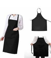Black Chef Apron Kitchen Waterproof Pocket Cooking Catering Butcher Unisex Gowns