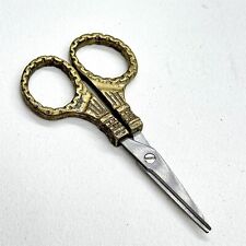 Vintage Brass Handle Sewing or Embroidery Scissors Small