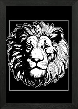 Lion Head Illustration Framed