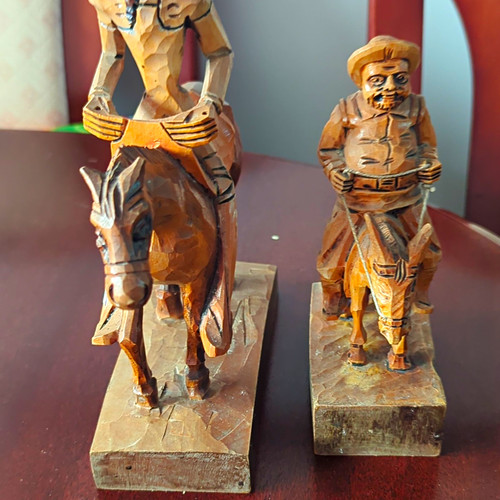 Pair hand carved wooden - pair, treen