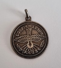 Hallmarked Silver Irish Confirmation Medal Hallmarked Letter U Dublin 1936