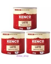 3 x 1Kg Kenco Latte Smooth & Silky Tins Instant Coffee Powder-total 183 Servings