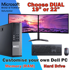 CUSTOM DELL QUAD CORE Intel i5 Desktop Computer PC DUAL Monitors + Windows 10
