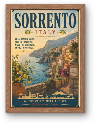 Sorrento italy travel poster - sorrento,