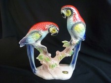 LargeVintage rare JEMA Holland Pair PARROTS Macaws.  No 826 9.5"  VGC with label