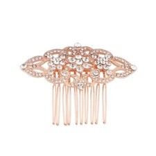hair comb crystal bridal- rose