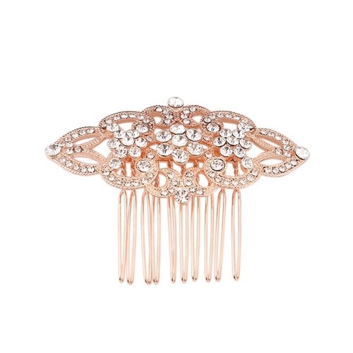 Hair comb crystal bridal rose - crystal, bridal-