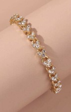18K REAL GOLD FILLED MADE WITH SWAROVSKI CRYSTALS TENNIS CHAIN BRACELET