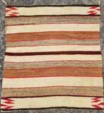 Antique Handwoven Native American Indian Navajo Saddle Blanket Wool Rug 33x30in