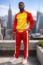 Red & yellow Satin Tracksuit