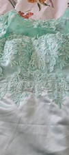 Beautiful Mint Green Prom Dress Size 16 ,Lined, Net Sleeves, Embroidered Detail