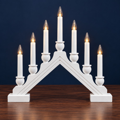 White wooden christmas candle - white,