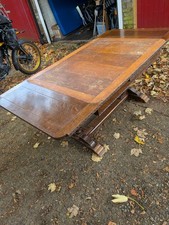 1930s Solid Oak Reflectory Table With Pull Out Leafs   and original six chairs 