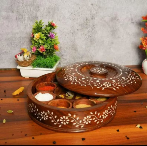 Wooden spice box - spice, masala