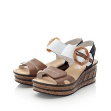 Rieker Womens Ladies Wedge Adjustable Big Buckle Comfort Sandals Size UK 4-8