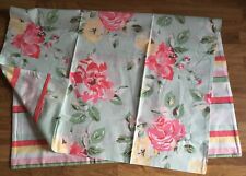 1 Oxford Pillowcase Box Flora on Aqua & Candy Stripe Cotton Percale New Roses