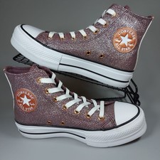 Converse All Star Lift Trainers Womens Size 5 Metallic Glitter Platform Comfort 