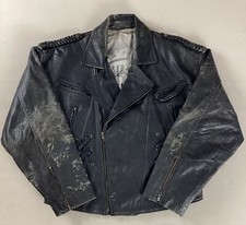 Vintage Distressed Leather Biker Jacket Motorcycle Jacket EU Size 54 50”