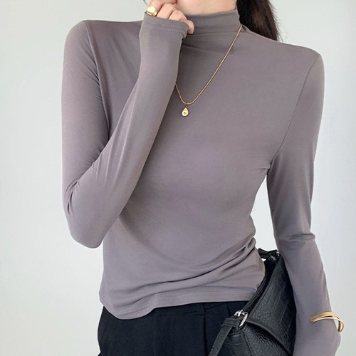 Women solid color high neck - women,