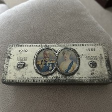 Vintage King George V & Queen Mary Silver Jubilee 1910-35 Tin Rowntree Chocolate