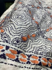 Vintage 1970s Indian Silk Fabric Hand Embroidery 