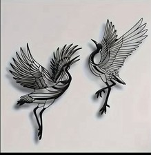 2 Pcs Crane / Bird Metal Wall