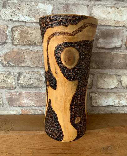 Hand carved textured wooden - carved,