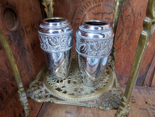 Chrome Vases Made In England Mid Century Embossed Beldray Pair 1960s Shiny