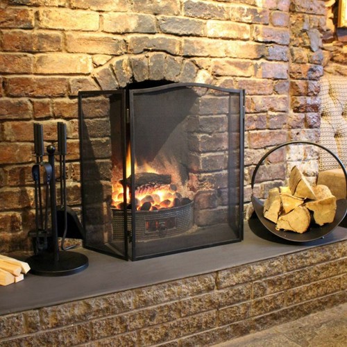 Black steel panel fire - black,