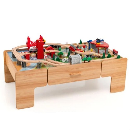 Wooden train set - wooden, with