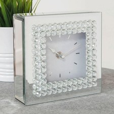 Watching Clocks Stylish Modern Mirror Glass Mantel Clock With Crystal Boarder