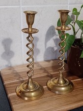 Pair of Matching Open Barley Twist Brass Candle Sticks 10" Country House Style