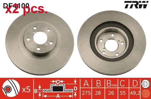 Pcs front brake disc rotors - pcs,