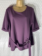 Womens Next Uk 16 Deep Purple Short Sleeve Round Neck Stretch Casual Blouse Top