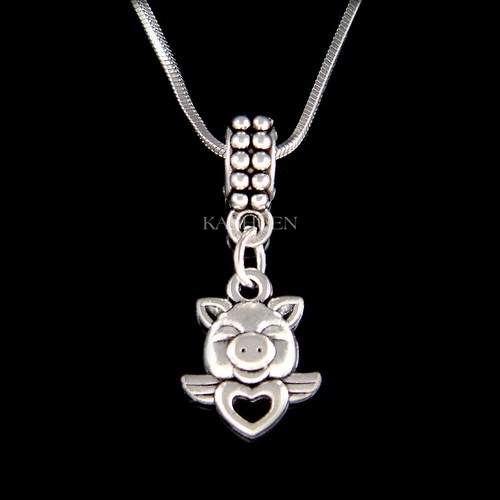 Pig winged heart necklace - ~pig,
