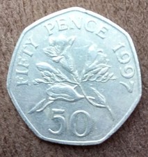 Rare 1997 Bailiwick of Guernsey 50p Freesia Flower Coin, Circulated