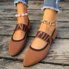 Ladies Womens Pumps Ballet Ballerina Knit Flat Slip On Loafers Suede Shoes Size*