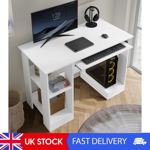 White computer desk - white, desk,
