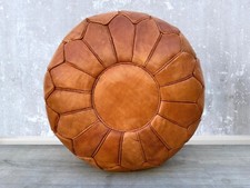 Moroccan Ottoman Leather Pouf