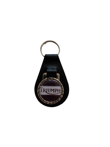 Black leather keyring fob - black,