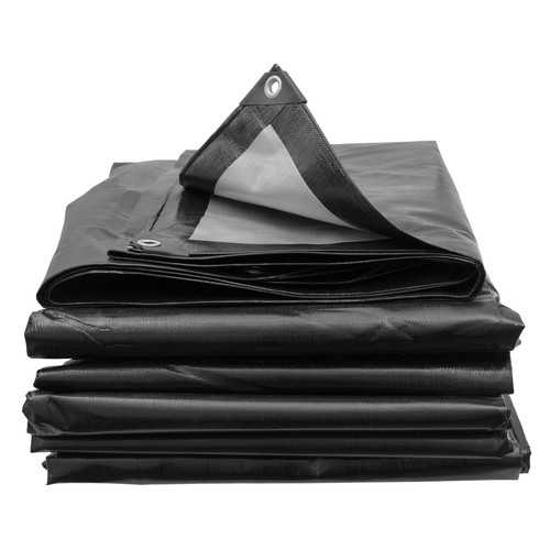 Black silver tarpaulin 220gsm - silver,