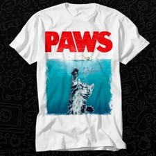 Paws Kitten Jaws Cute Cat Movie Parody Fun T Shirt 119