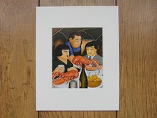 BERYL COOK "OYSTER BAR IN GRAND CENTRAL STATION" MOUNTED CARD 10 X 8 FUNNY